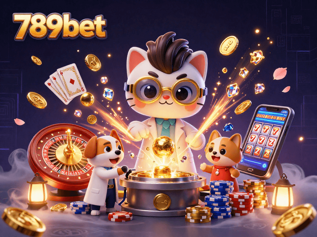Experience thrilling gaming action at 789bet with dynamic scenes of coins and games in action.
