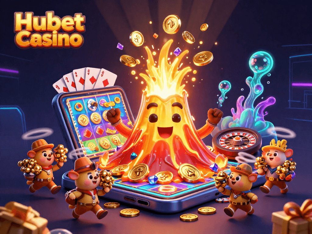 Experience the excitement of Hubet Casino with treasure-filled adventures from a golden volcano.