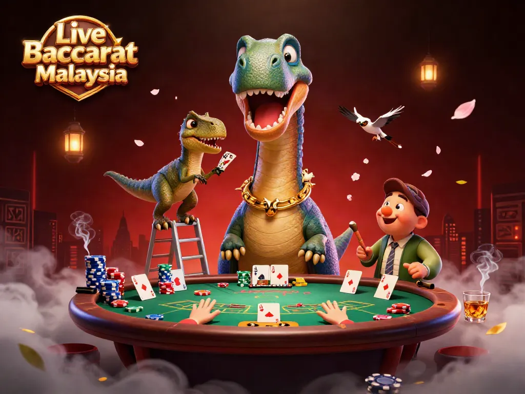 Engage with Live Baccarat Malaysia in a vibrant casino scene featuring dynamic characters and rich game elements.