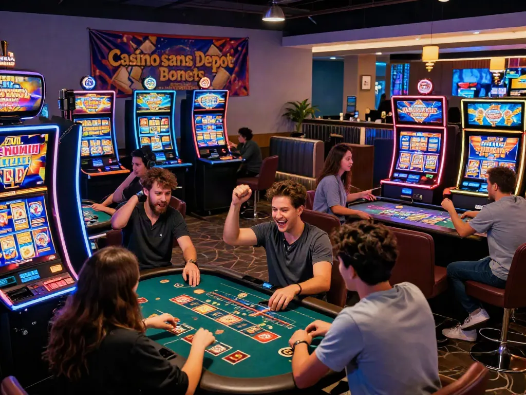 Players enjoying Casino sans Depot bonuses in a lively casino environment.