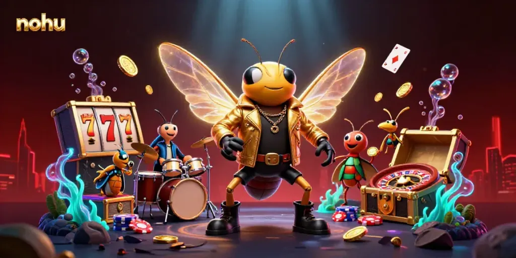 Engage in thrilling slots gameplay with nohu-themed golden casino wonder featuring vibrant 3D characters.