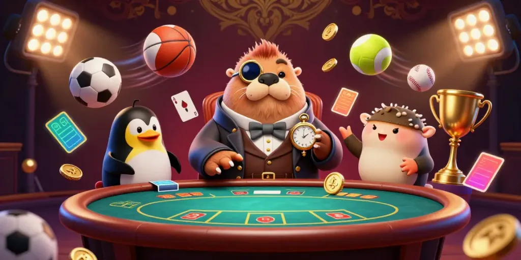 Experience thrilling net88 poker action with a walrus, penguin dealer, and bluffing pufferfish.