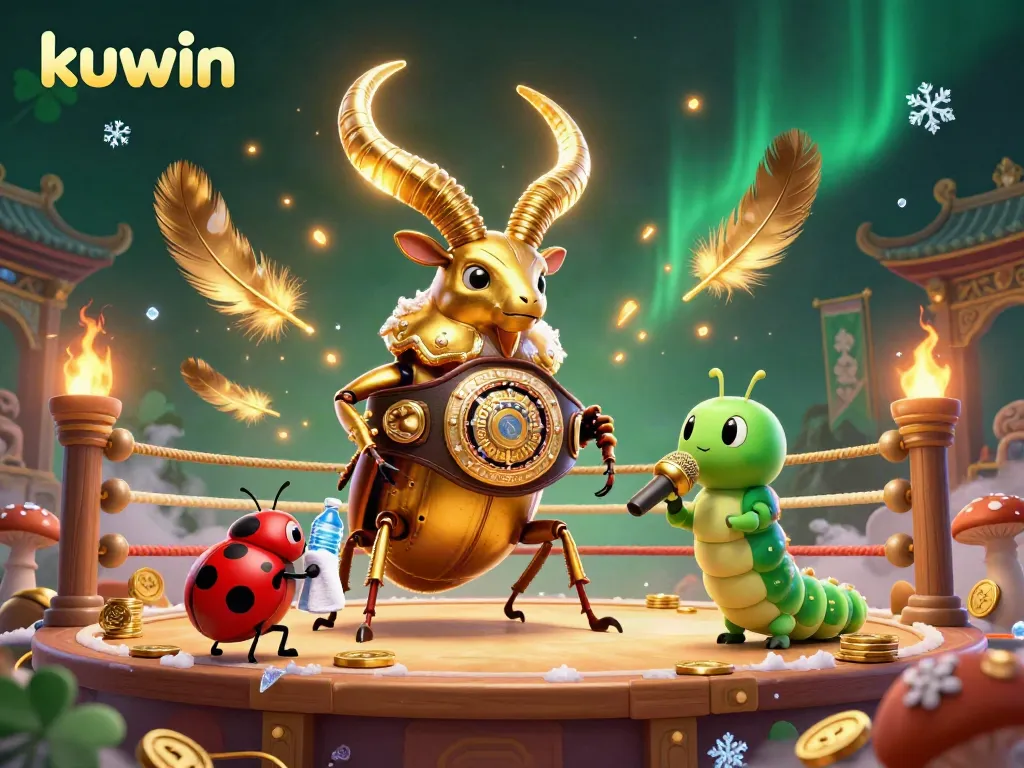 Experience thrilling action at kuwin, featuring a giant beetle boxer and vibrant casino elements.