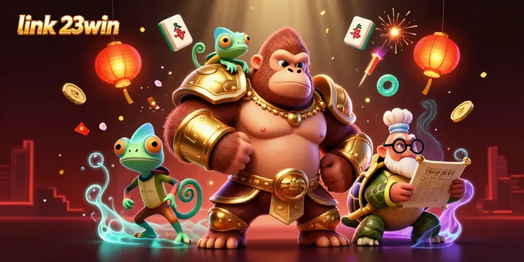 Experience thrilling gameplay with link 23win featuring dynamic 3D characters and vibrant casino elements.