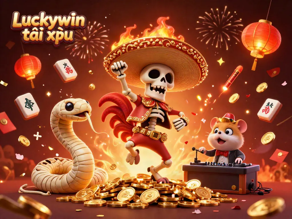 Engaging scene showcasing Luckywin tài xỉu action with vibrant characters celebrating in a casino atmosphere.