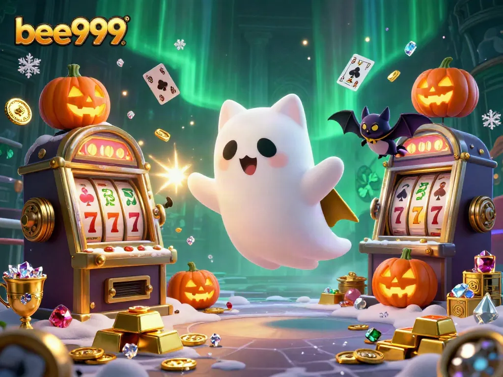 Experience thrilling wins at bee999 with a spectral ghost cat and treasures in a haunted casino.