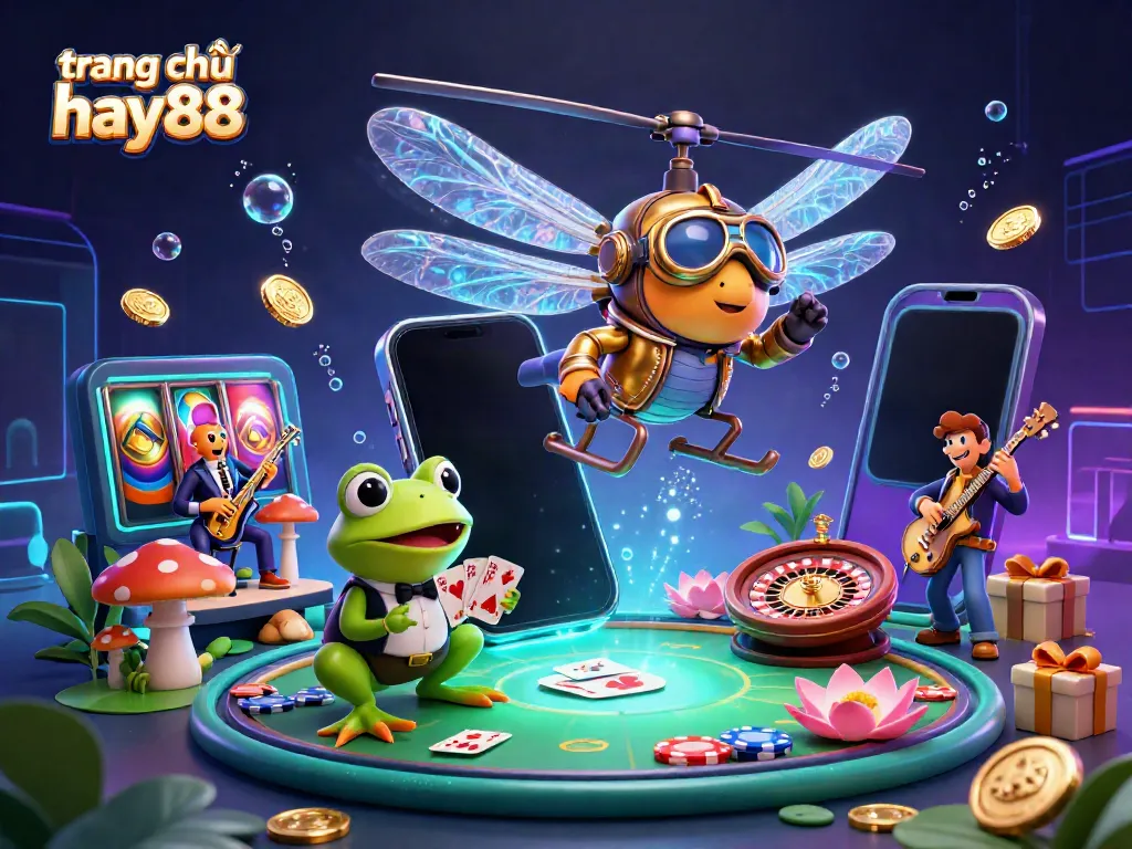 Experience exciting gameplay at trang chủ hay88 with a vibrant casino scene featuring animated characters.