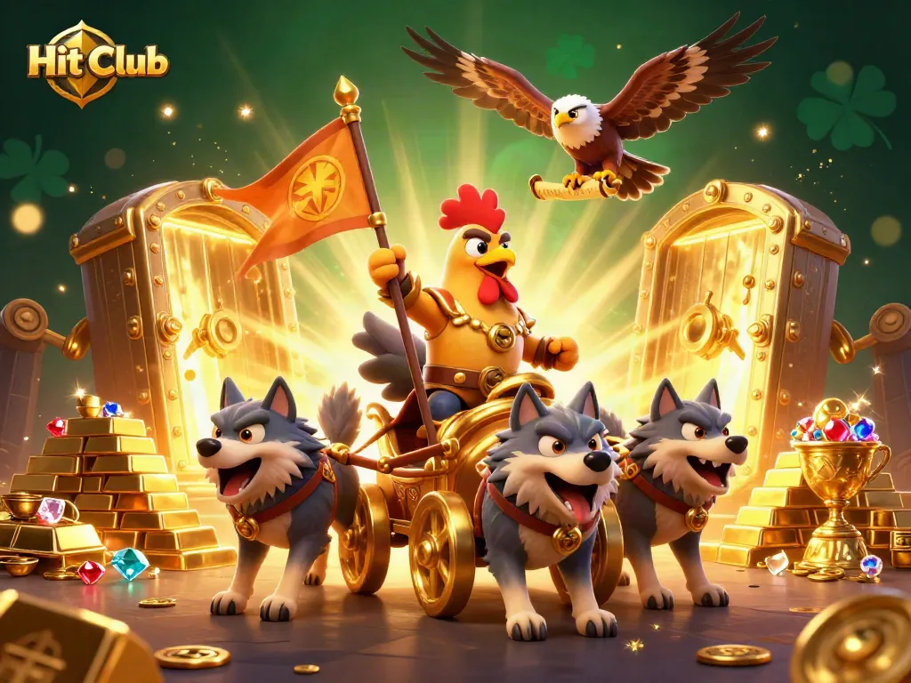Experience winning moments with Hit Club in a vibrant casino scene filled with treasures and energy.