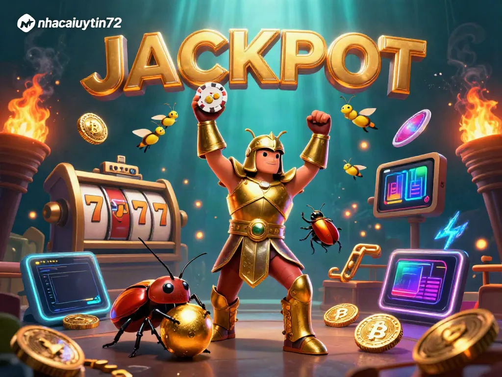 Experience thrilling gambling vibes with "nhacaiuytin72" featuring colorful slot elements and vibrant winnings.