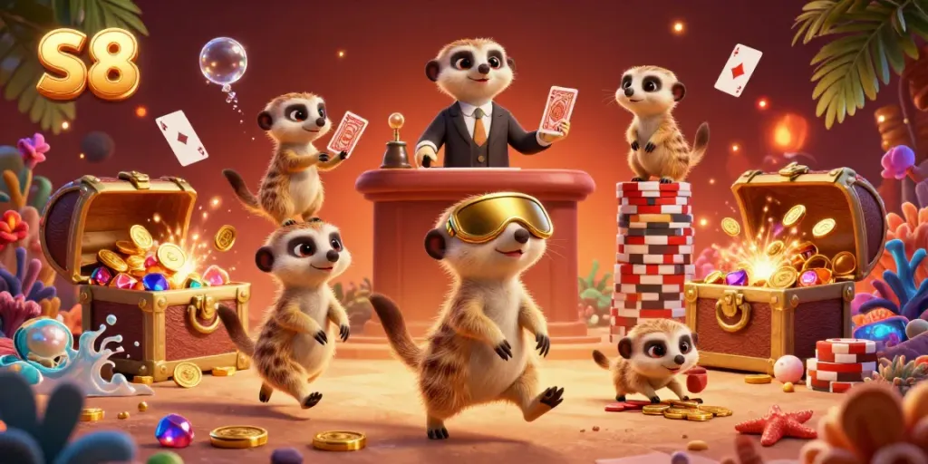 Experience the thrill at S8 with meerkats running an energetic casino operation filled with treasure!
