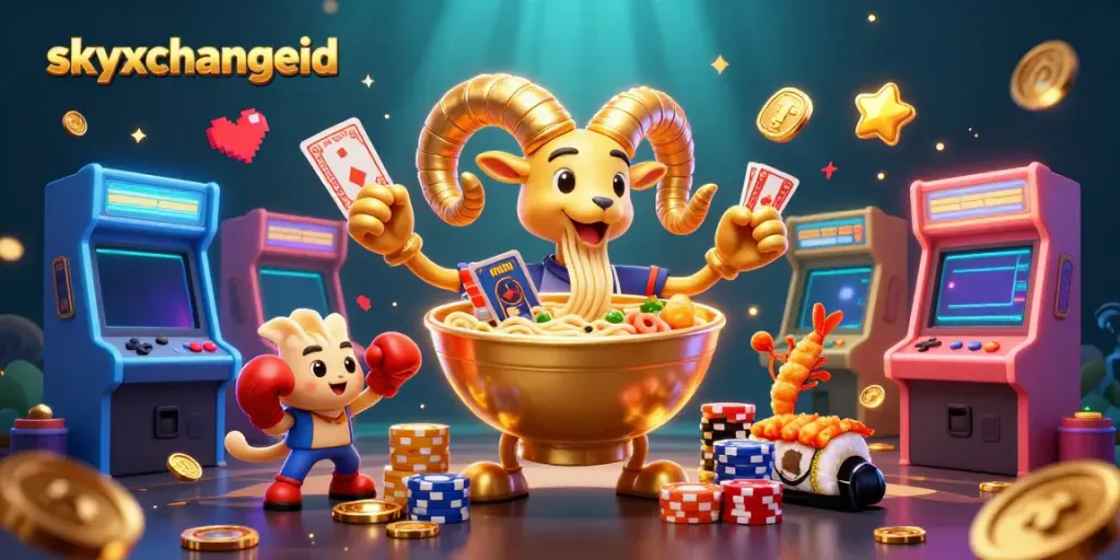 Enjoying gambling with skyxchangeid in a vibrant casino scene with animated characters and game elements.