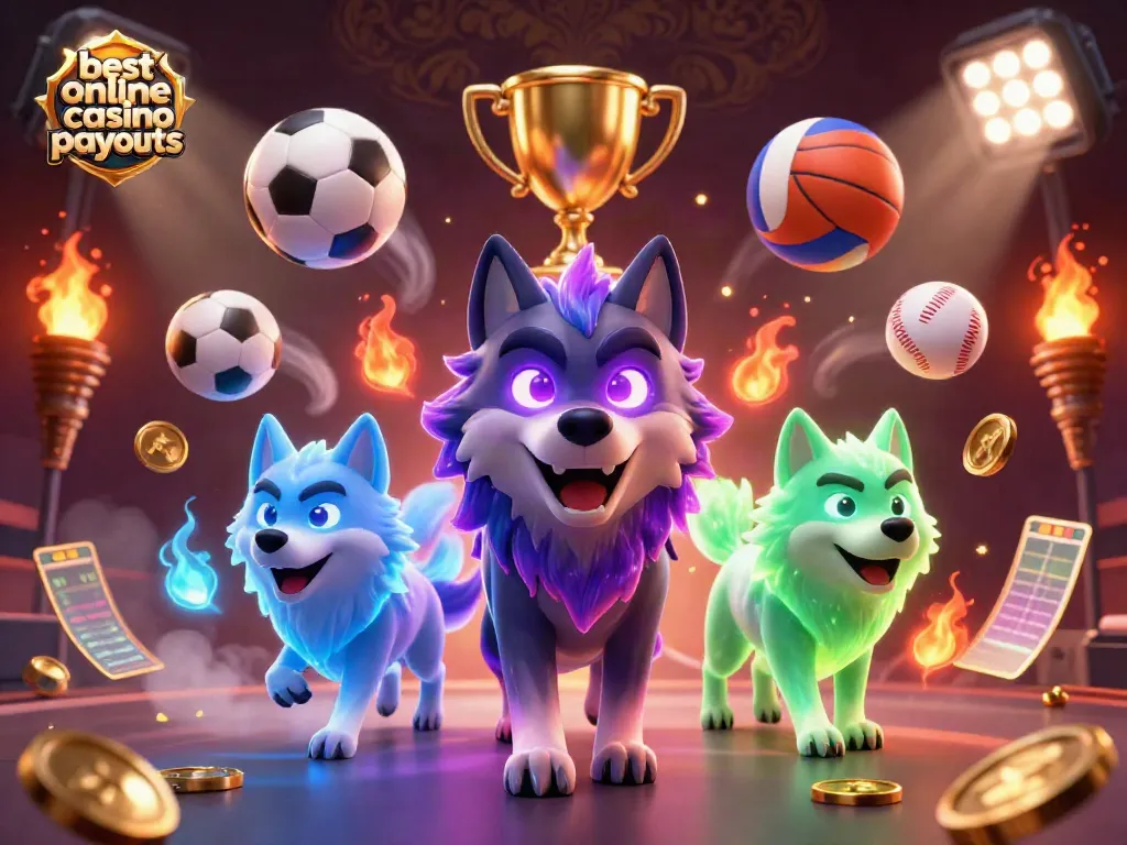 Experience the thrill of best online casino payouts with ghostly wolves and dynamic sports elements in vibrant 3D art.