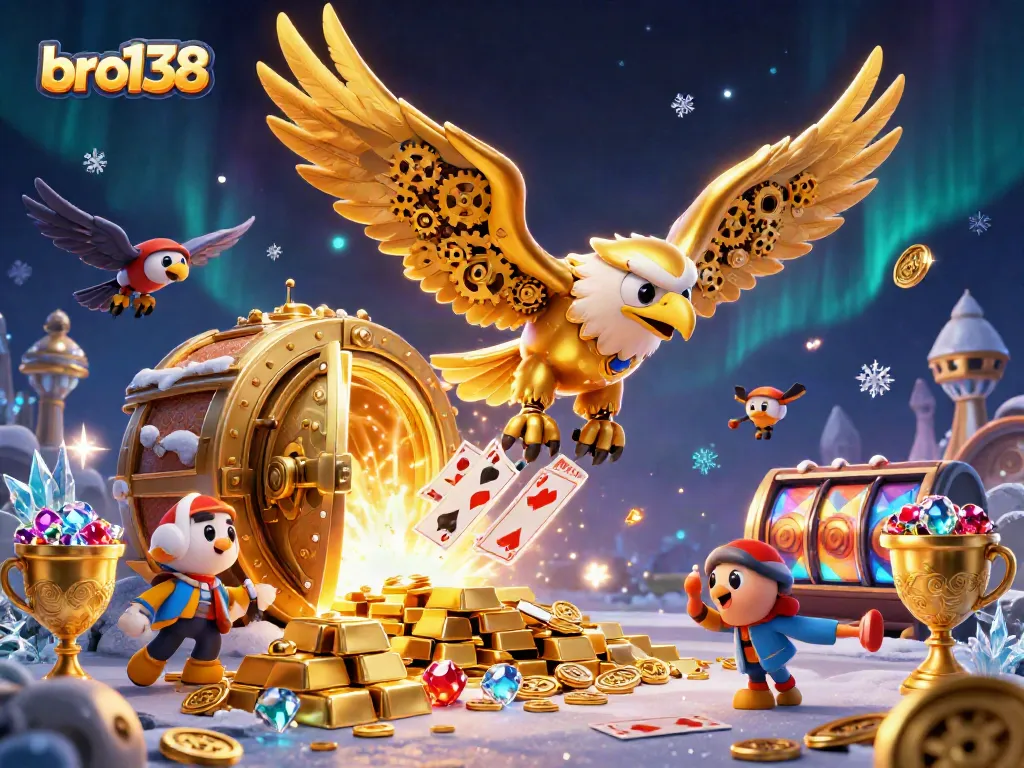 Experience thrilling gameplay with bro138: cybernetic eagle soaring through casino treasures.