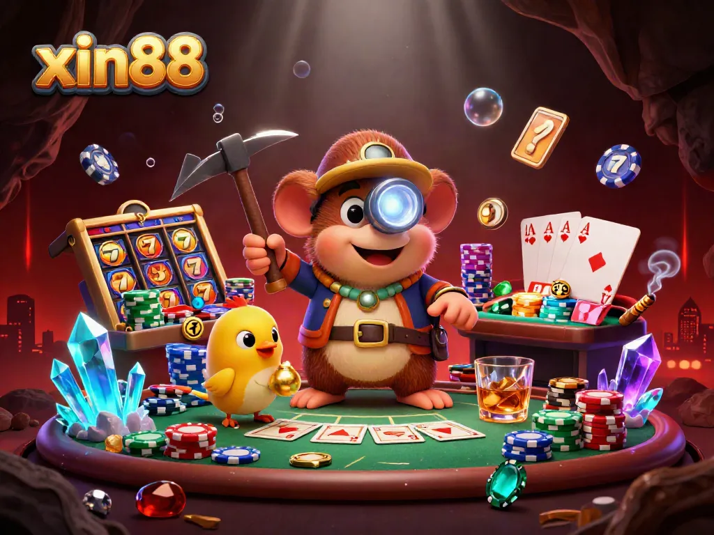 Experience the excitement of xin88 with treasure hunting and gaming elements in this vibrant 3D casino scene.