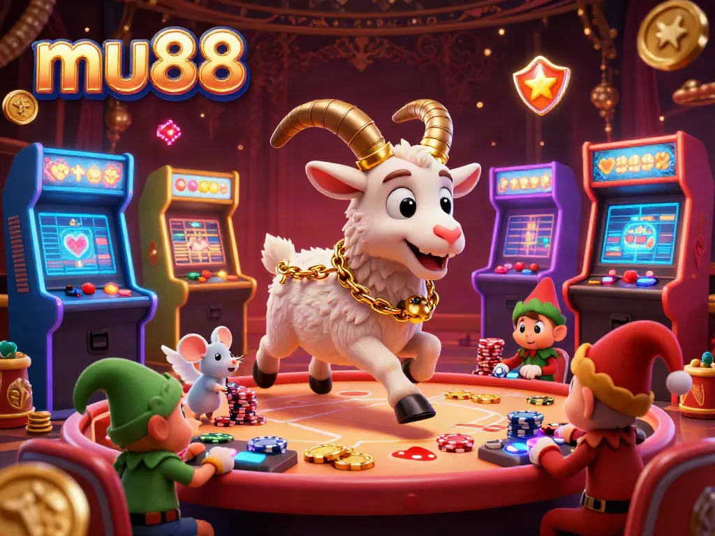 Experience the thrilling atmosphere of mu88 casino with lively characters and vibrant gaming elements.
