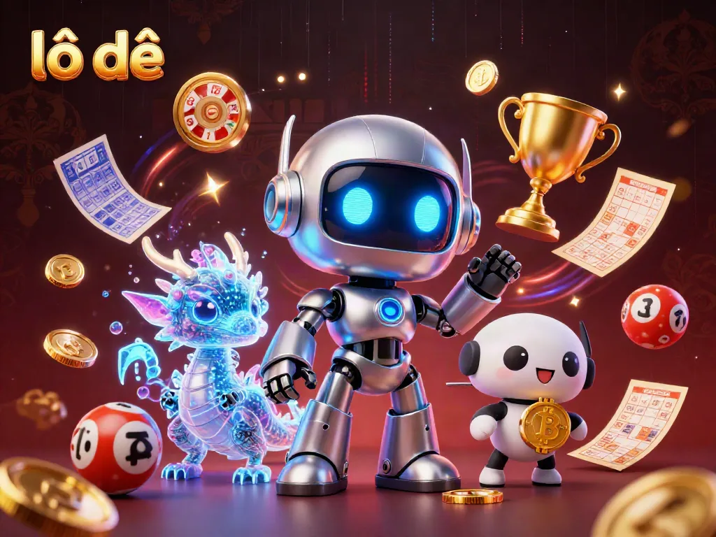 Engage in lô đề action with a lively 3D illustrated scene showcasing lottery elements and characters