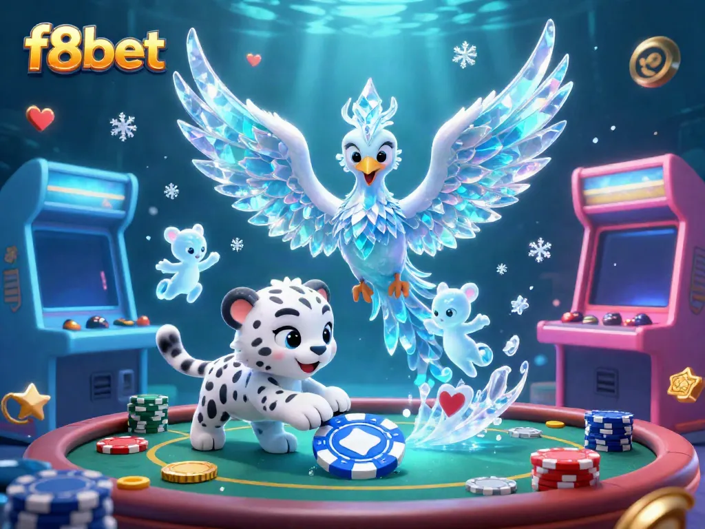 Experience the thrill of f8bet with a vibrant 3D illustration of gaming characters and elements in action.