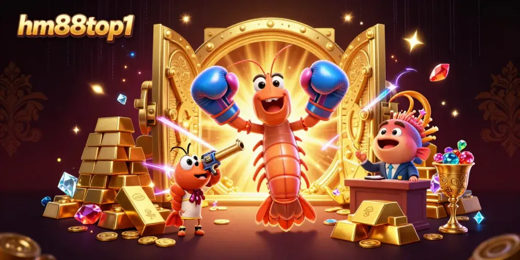 Experience the thrill of winning at hm88top1 with a dynamic scene of vibrant sea creatures amidst riches.