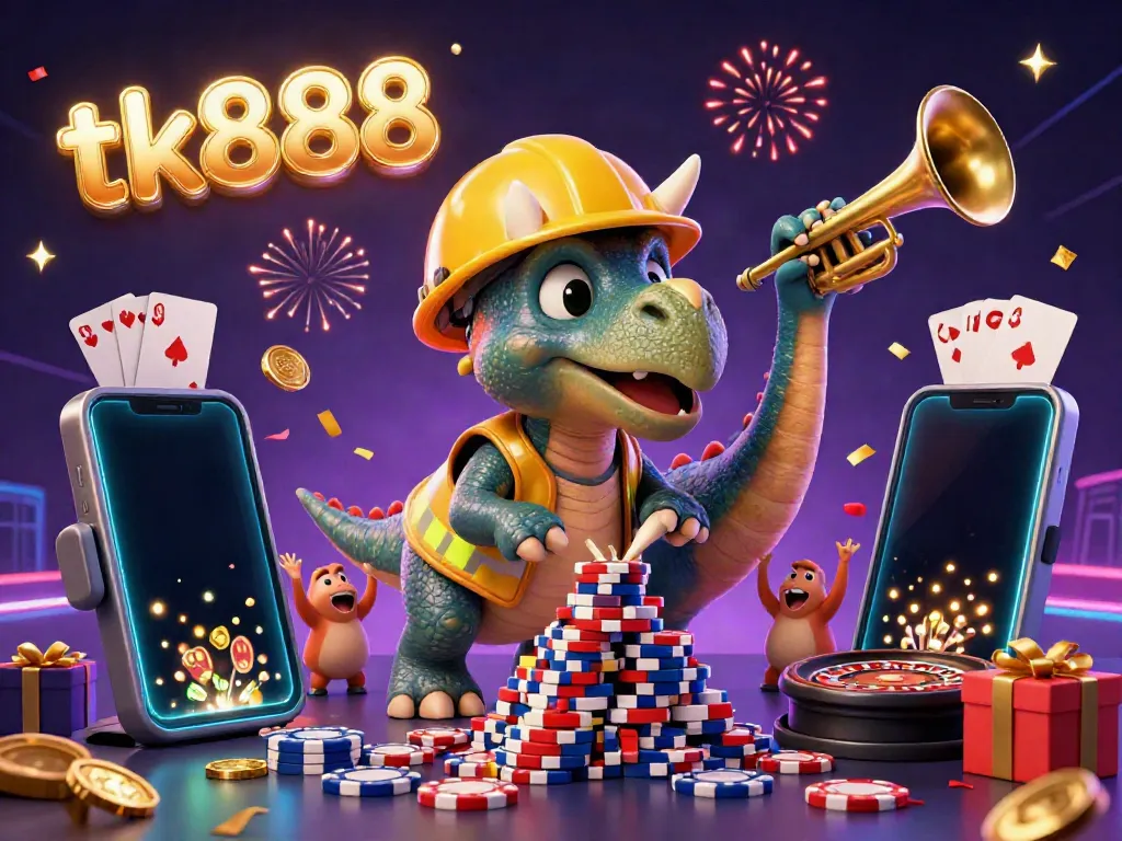 Engage with tk888's exciting online gaming scene, featuring vibrant characters and thrilling casino elements.
