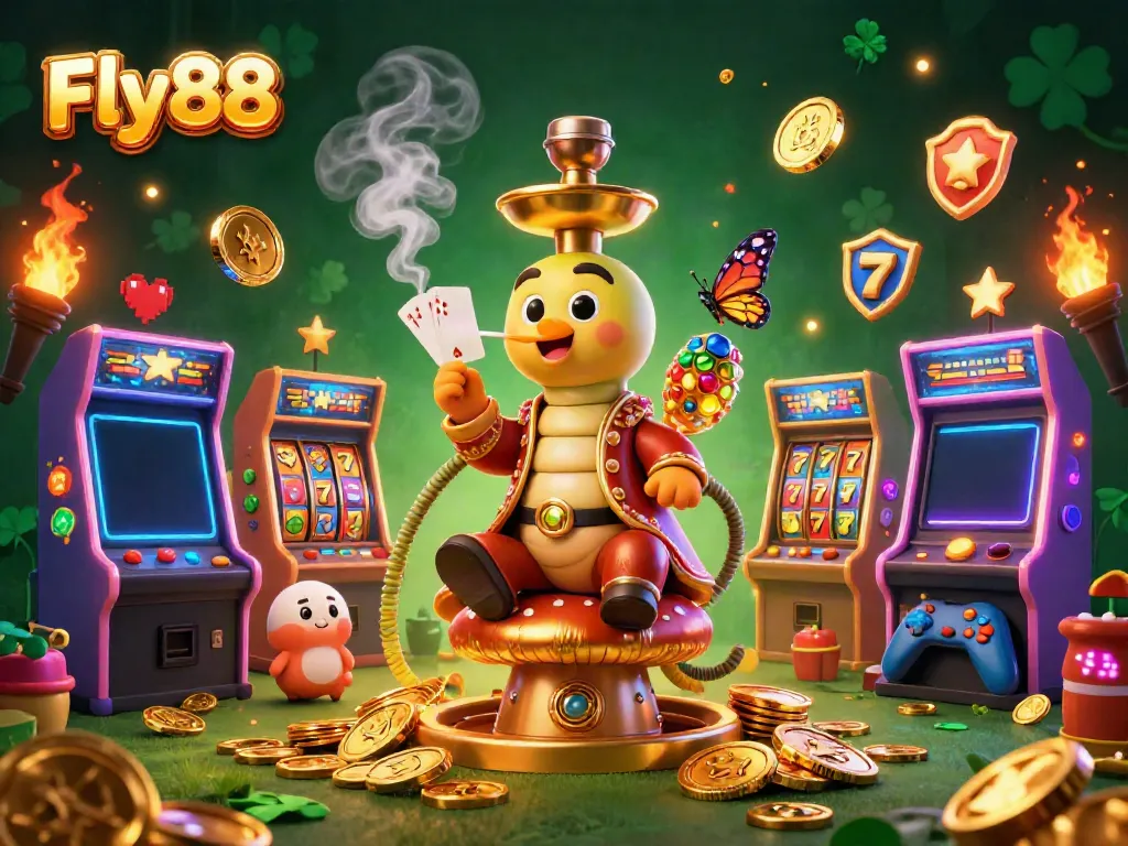 Experience the thrilling world of Fly88 with vibrant casino elements and characters.