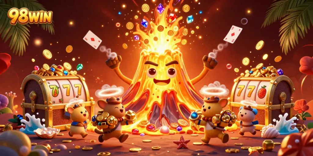 Win extraordinary rewards with 98WIN's vibrant casino adventure featuring slots and treasures.